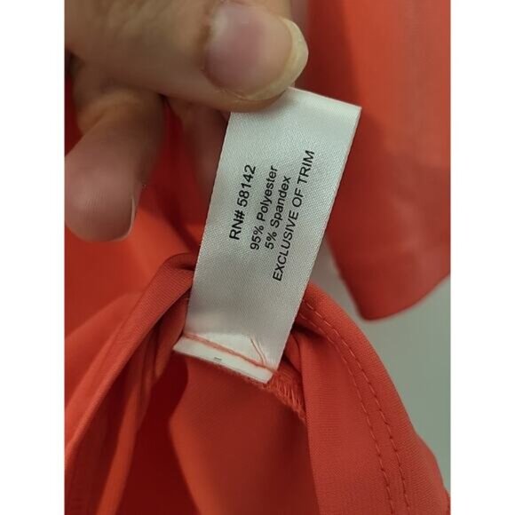 Boston Proper Top Womens M Orange Knit Blouse Star Fish Brooch V-Neck 3/4 Sleeve - Picture 7 of 8